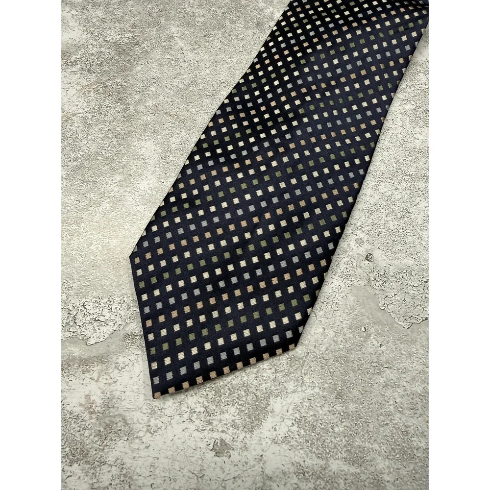 Beau Brummel Silk Tie Mens One Size Blue Geometric Pointed Made In China Necktie